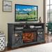 60 Inch Electric Fireplace TV Stand, Dark Rustic Oak Finish, Remote Control, Adjustable Flame, Fits up to 70 Inch TVs
