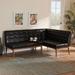 Orren Ellis Dieke Faux Leather Bench Faux Leather/Solid + Manufactured Wood/Wood/Leather in Black/Brown | 31.5 H x 74.4 W x 53.5 D in | Wayfair