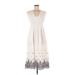 Point Sur Casual Dress - Midi V-Neck Sleeveless: Ivory Dresses - New - Women's Size 6