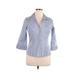 H&M 3/4 Sleeve Button Down Shirt: Blue Tops - Women's Size 14