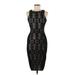 Maggy London Casual Dress - Bodycon: Black Jacquard Dresses - Women's Size 6