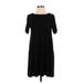 Ann Taylor LOFT Cocktail Dress - Shift Crew Neck Short sleeves: Black Solid Dresses - Women's Size Small Petite