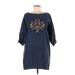 Zara Basic Casual Dress - Shift Boatneck 3/4 sleeves: Blue Marled Dresses - Women's Size Medium