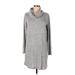 Nine Britton Casual Dress - Mini Cowl Neck Long sleeves: Gray Print Dresses - Women's Size Large