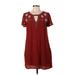 Abercrombie & Fitch Casual Dress - Mini Keyhole Short sleeves: Burgundy Dresses - Women's Size Small