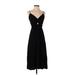 Ann Taylor LOFT Cocktail Dress - Midi V-Neck Sleeveless: Black Print Dresses - Women's Size 4