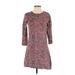 Isaac Mizrahi for Target Casual Dress - Shift High Neck 3/4 sleeves: Burgundy Dresses - Women's Size Small