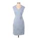 Banana Republic Casual Dress - Sheath V-Neck Sleeveless: Gray Print Dresses - Women's Size 4