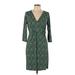 Ann Taylor LOFT Casual Dress - Wrap: Green Print Dresses - Women's Size 12 Petite