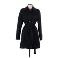 DKNY Jacket: Knee Length Black Print Jackets & Outerwear - Women's Size Large