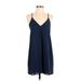 Alice + Olivia Casual Dress - Shift V Neck Sleeveless: Blue Solid Dresses - Women's Size Small
