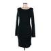 Express Casual Dress - Sheath Scoop Neck Long sleeves: Black Print Dresses - Women's Size Medium