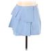 Trafaluc by Zara Faux Leather Mini Skirt Mini: Blue Print Bottoms - Women's Size X-Small