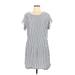 BeachLunchLounge Casual Dress - Shift: Gray Stripes Dresses - Women's Size Large