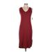 Daily Ritual Casual Dress - Sheath V-Neck Sleeveless: Burgundy Print Dresses - New - Women's Size Medium