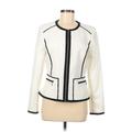 Calvin Klein Jacket: Below Hip Ivory Solid Jackets & Outerwear - Women's Size 8