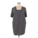 Universal Standard Casual Dress - Shift Square Short sleeves: Gray Solid Dresses - Women's Size 16