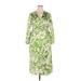 Zara Casual Dress - Wrap V-Neck 3/4 sleeves: Green Print Dresses - New - Women's Size 2X-Large