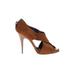 Barneys New York CO-OP Heels: Slip On Stilleto Chic Brown Solid Shoes - Women's Size 7 1/2 - Peep Toe