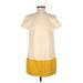 TOBI Casual Dress - Shift Crew Neck Short sleeves: Yellow Solid Dresses - Women's Size Small