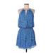 Parker Casual Dress - Mini Keyhole Sleeveless: Blue Dresses - Women's Size Large