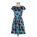 Kensie Casual Dress - Party: Teal Print Dresses - Women's Size 2