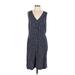 Old Navy Casual Dress V Neck Sleeveless: Blue Stripes Dresses - Women's Size Large