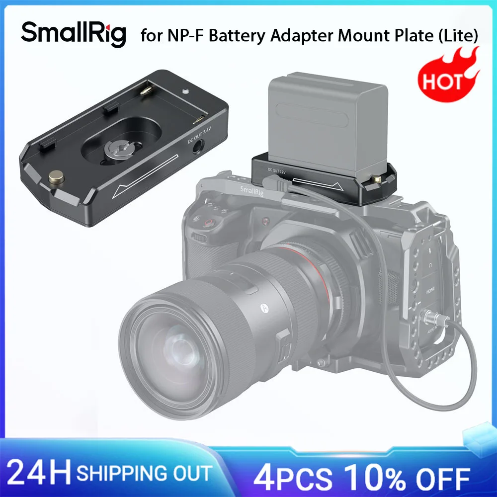 SmallRig für NP-F Batterie-Adapterplatte Lite für Sony NP-F-Batterie, mit 12 V/7,4 V Ausgangsanschluss, LED-Anzeige für niedrige Batterien – 3018 Image
