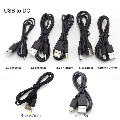USB Typ A Stecker auf DC 5 5 2 1 2 5 2 0 3 5x1 35 4 0x1 7mm Mini 5-polige Netzteil buchse verlängern