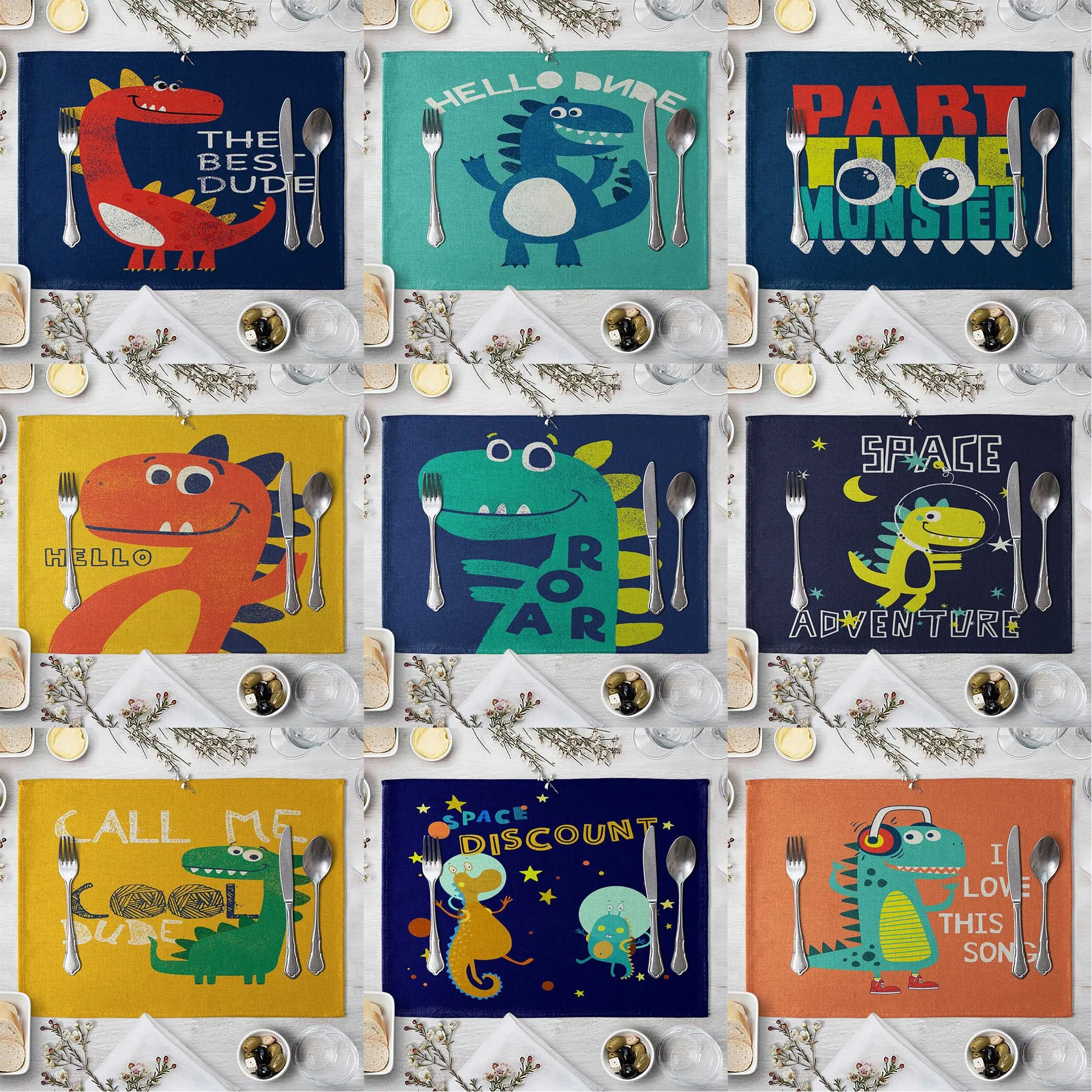 40X30cm Dinosaurier Tischset für Tisch Cartoon Tier Esszimmer Tischsets Für Kinder Kinder Lustige Geschirr Küche Tisch Matte Image