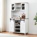 Gracie Oaks Meshah Sideboard w/ Bar Hutch Wood in White | 69.6 H x 42.5 W x 15.7 D in | Wayfair 46A03D3D4CB046AF85FB851F9F1C2C28