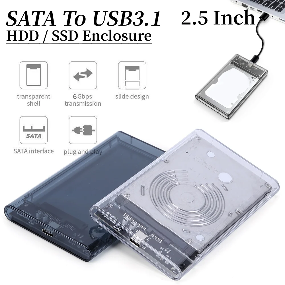 2,5 Zoll externes Festplatten gehäuse Sata zu USB 3,1 Festplatten gehäuse 6 Gbit/s USB 3,1 zu Typ-C Sata HDD SSD Festplatten gehäuse für Laptop Image