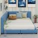 Ebern Designs Lois Panel Bed Upholstered/Linen in Blue | 27.6 H x 62.2 W x 84.3 D in | Wayfair 184F6E66D3054990A84A85264A5EA12D