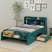 Latitude Run® Wood Full Size Platform Bed w/ 2 Drawers, Storage Headboard & Footboard in Green | Wayfair 3904A8C40B604E059F9E2979E9468E6D