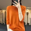 Moda manica corta 100% lana merino maglione basic o-collo cashmere top pullover lavorato a maglia da