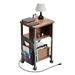 17 Stories Bladenboro End Table & Built-In Outlets Wood in Black/Brown/Gray | 25 H x 13.39 W x 11.81 D in | Wayfair