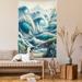 East Urban Home Nautical Tapestry Wall Hanging Swirling Huge Waves Boat Reseda Green Teal & Blue, Polyester | 60" H x 40" W | Wayfair