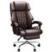 Everly Quinn Khajag Leather Executive Chair Big & Tall Office Chair for Home Office Upholstered/Metal in Brown | 51.57 H x 28 W x 28 D in | Wayfair