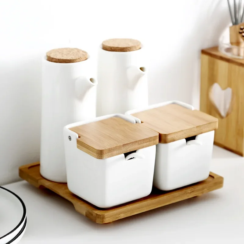 Küche Glas Set Gewürz Flasche Lagerung mit Deckel Keramik Gewürz Box Zucker Jar Kreative Küche Zu Hause Liefert