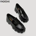Fadeshi Lefu da donna 2024 nuova punta tonda suola spessa scarpe piccole in pelle tacco alto scarpe
