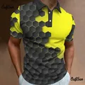 Polo da uomo di moda 3d Abstract Mesh Print top da uomo di alta qualità felpa da Golf allentata