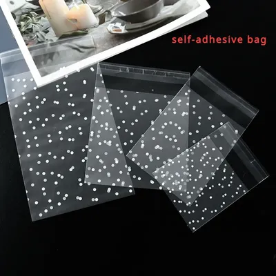 100 Gift Bags Pouch Party for Packaging Products Plastic Frosted Packaging Polka Dot Candy Cookie