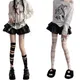 Stockings Women Bandage Silk Thigh Knee Socks Cross Strap Transparent White Black Stocks Gothic Punk