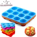 12 Holes Mini Muffin Silicone Round Mold DIY Cupcake Cookies Fondant Baking Pan Non-Stick Pudding