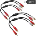 0.3m RCA Audio Cable RCA 1 Female To 2 Male Y Splitter Adapter Cord Gold Plated Plug for Speaker