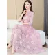 Pink Bodycon Spring Summer 2022 Beach Korean Fashion Green Midi Dress Womens Lace Elegant Luxury