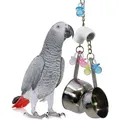 Parrot Toys Stainless Steel 2 Pots Budgie Toys Large Bird Toys Funny Cockatiels Parakeet African