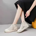 Women Shoes 2024 Fashion New Mesh Breathable Leather Boots Summer with Zip Ankle Boots Zapatos Mujer