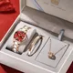 OLEVS Women’s Quartz Watch Luxury Bracelet Set Ladies Watch Elegant Camellia Dial Rose Gold Female