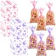 10/30/50pcs Butterfly Gift Bags Treat Bags Plastic Goodie Gift Bags with Metallic Twist Ties for